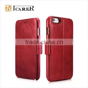 ICARER Genuine Leather Vintage Wallet Case With Three Credit Cards Slot For IPhone6/6s thumbnail-1