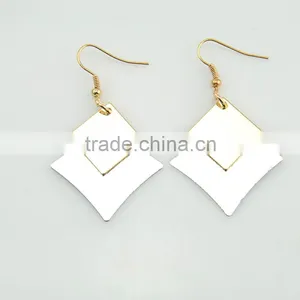 Rhombus Design Stainless Steel Metal Earrings Gold and Silver Charm Hoop Earring Supplier's Choice thumbnail-2
