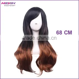 Long Two Tone Black and Brown Free Lace Wigs Samples Available thumbnail-1