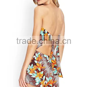 2014 Women Tropical Floral Strapless Romper Women Romper thumbnail-5