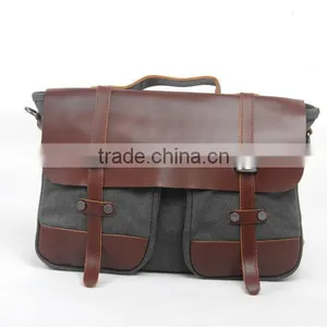 Full Grain Leather Vintage Shoulder Bag Man Messenger Laptop Bag thumbnail-1