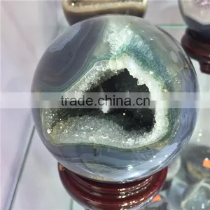 Natural Agate Geode Amethyst Geode Sphere Smile Crystal Ball thumbnail-6