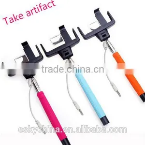 2016 BEST SELLING in China Happy Travel Tourism D09Plus Cable Take Pole Extensible Selfie Stick Handheld Monopod With Mirror thumbnail-1