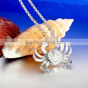 SPI007W Wholesale 925 Sterling Silver Crab Pendant Necklace thumbnail-3
