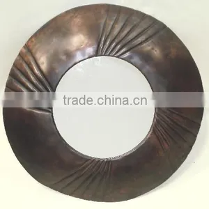 Round Metal Mirror in Antique Finish thumbnail-1
