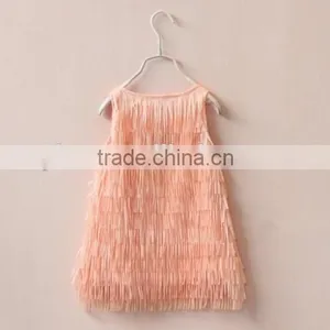 Lovely Tassels Girls Pink Dress Sleeveless Fashion Girls Pink Dress thumbnail-2