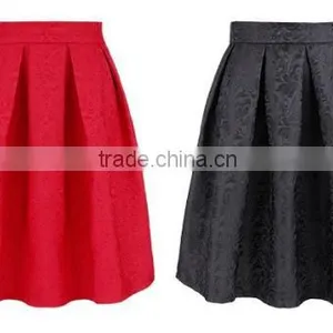 Stylish Lady Women's High Waist Vintage Style Pleated Swing Ball Gown Dark Print Skirt thumbnail-2