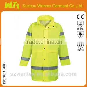 Wholesale Bulk Reflective Rain Coat 100% Polyester hi Vis Rain Coats Rain Jacket Safety Rain Coat thumbnail-1