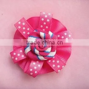 Exquisite Pink Grosgrain Ribbon Flower for Hair Accessory thumbnail-2