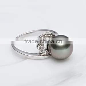 Wholesale Cheap Promotional 925 Woman Black Pearl Ring thumbnail-3