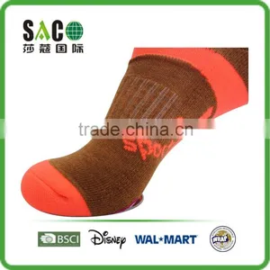 Bright Orange and Brown Color Low Cuff Jacquard Ankle Sports Socks thumbnail-1
