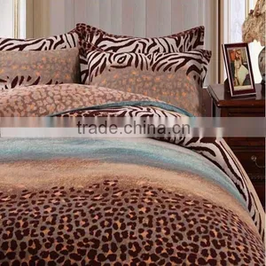 2015 Hot Sale Luxury Leopard Stripe Printed Flannel Throw Bedding Set thumbnail-2