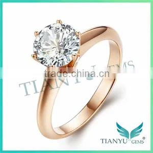 Fashion 24K Gold Rings 1 Carat 10 Hearts & Arrows Moissanite Wedding Ring thumbnail-1