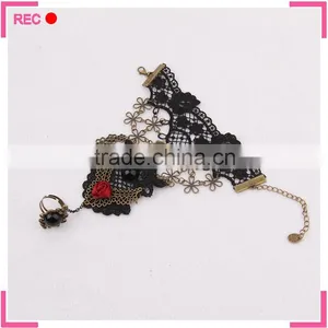 Finger Chain Ring Bracelet for Party, Vintage Style Bracelet Attached Ring thumbnail-3
