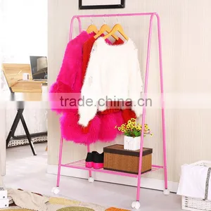 Metal Garment Rack Clothes Stand Portable Cloth Hanging Rail Stand Shoe Rack With Bottom Shelf thumbnail-1