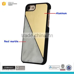 Real Marble Aluminum and pc Hard Phone Case for Iphone 7 Case thumbnail-3