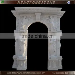 Decorative White Marble Stone Arch Door Surround With Figure Design thumbnail-1