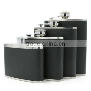 Hip Flask Leather Wrapped Flagon With High Quality Stainless Steel thumbnail-1