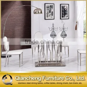 Modern Silver Stainless Steel Dining Table Dining Room Furniture thumbnail-2