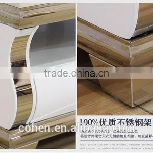 Hot Selling Royal Luxury High Gloss Stainless Steel TV Stand/cabinet Design E1073 thumbnail-4