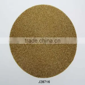 Golden Glass Bead Place Mat in Round Shape Available in More Colours and Patterns thumbnail-1