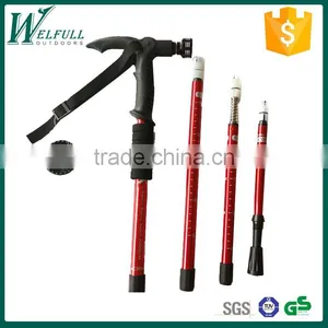 Telescope Walking Stick With Flashlight 5 LED, Aluminum 6061, 4 Sections, SZ19001 thumbnail-1