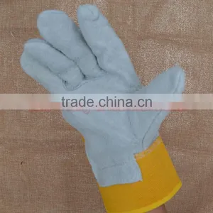 Color Safety Gloves,Cow Split Leather Work Glove,Leather Cotton Welding Gloves thumbnail-4