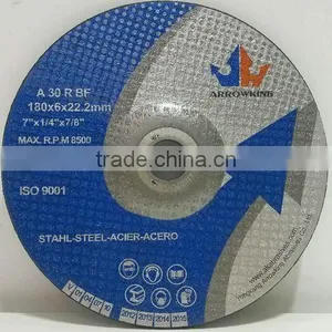7"(180x6x22.2mm) Depressed Center Resin Bonded Reinforced Grinding Wheel For Metal thumbnail-1