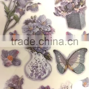 Purple Colorway Tulip & Butterfly Design Sticker, Classic Decorative Shinny Glitter Sticker thumbnail-3