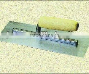 Wooden Handle Stainless Steel Plastering Trowel With Notch thumbnail-1