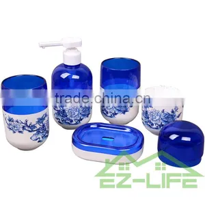 Best 5pcs High Quality Cool China Blue and White Bathroom Accessory Sets thumbnail-5