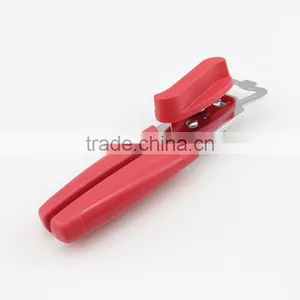 Red Plastic Handle Easy to Grip Can Opener Includes Bottle Cap Opener and Can Tab Lifter thumbnail-1