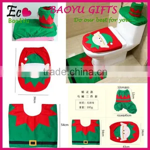 Fancy 3PCS Warm Christmas Toilet Seat Cover And Rug Set Christmas Decorating thumbnail-1