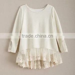 Custom Kids Clothes Designs Photos Winter Birthday Fancy Sweatshirt High-Low Heathered French Terry Lace Tunic Girls Top thumbnail-2