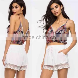 Fashion Women Casual Loose Solid Shorts Elastic Waist Lace Mid-waist Summer Shorts for Hot Sexy Girls Short Pants thumbnail-2