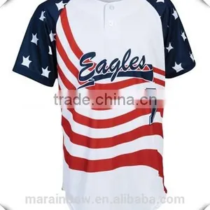 New Arrival Fashion Design Men's American Flag Printing Baseball Tees,Sublimated Printing Baseball T Shirt, Baseball Jersey thumbnail-1