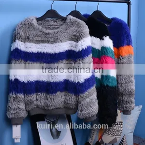 Multifunctional Women Genuine Knitted Coat Rabbit Fur Jackets Natural Winter Fashionable thumbnail-1