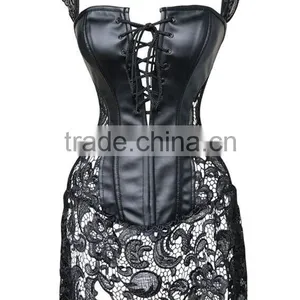 Instyles Plus Size Faux Leather Lace Venice Corset G-string Wet Look Clubwear Lingerie thumbnail-1