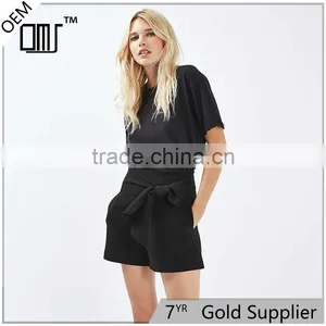 Big Discounts Special Design A-line Tie Waist Black Shorts Womens thumbnail-1