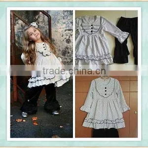 2017 Polka Dots Kurti Designs Baby Girls Long Sleeve Fall Outfit Real Picture OME Service thumbnail-1
