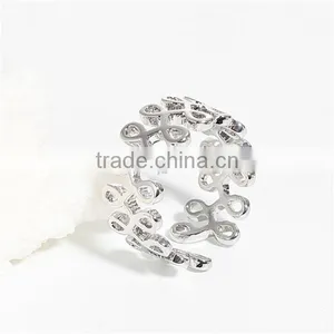 Copper Open Rings Silver Tone Hollow thumbnail-2