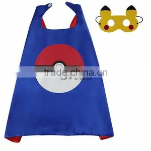 High Quality Pocket Monster Pikachu Cloak With Mask 70cm Halloween Cosplay Pokemon Pikachu Mask thumbnail-3