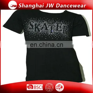 Fashion Fitness High Crystal Ice Skating Dance Training T-shirt thumbnail-1