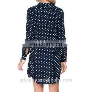 Long Sleeve White Dot Printing Online Shopping India Lady Dress Shirt thumbnail-3