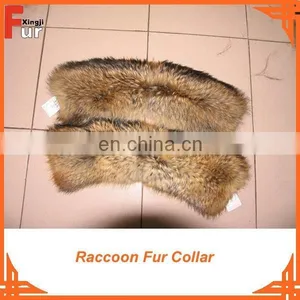Down Coat Fur Collar, Natural Color Raccoon Fur Collar thumbnail-1