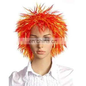 MCW-0403 Party Masquerade Synthetic Short Red and Yellow Punk Wig for Man thumbnail-1