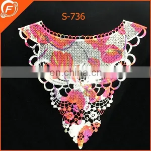 Red Flower Cotton Crochet Collar for Women Garments thumbnail-1