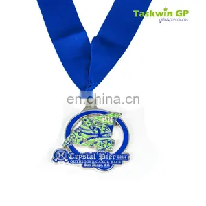 Plating Nickel Egg-shape Enamel Award Baseball Sport Metal Medals and Trophies , Custom Race Medal With Lanyards thumbnail-2