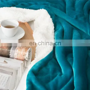 Moving Decoration Single Plain Flannel White Lamb Sherpa Blanket thumbnail-3