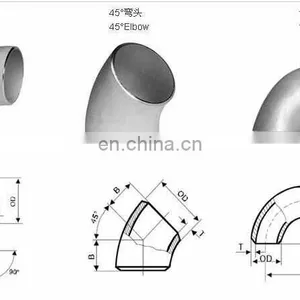 ASME B16.9 DIN 2605 Seamless and Welded Stainless Steel 45 Degrees Elbow thumbnail-3